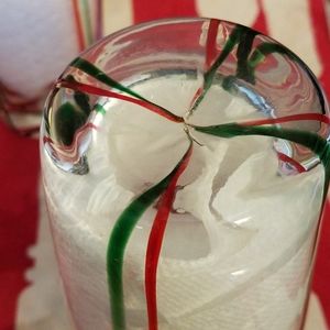 Murano Glass Drinkware with Red and Green Accents